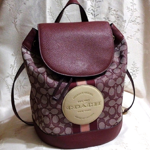 Coach Dempsey Drawstring Backpack In Signature Jacquard With Stripe & Patch - Picture 1 of 11